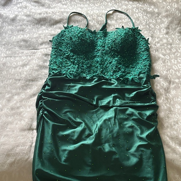 Kiss Prom Green Lace Audrey Hoco Dress - Picture 2 of 7